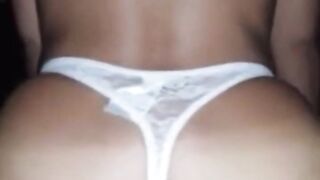 Latina cousin changes her thongs when she rides in reverse!