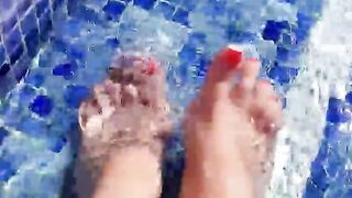 Pool side nude boob and pussy play