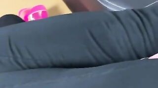 Petite Friend in slippers allow me to cum on her perfect feet