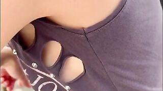 I like to go out braless with a side cut shirt and have a drink