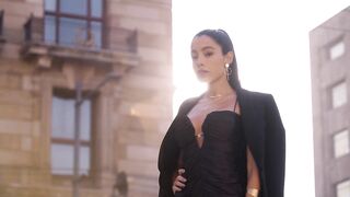 Stunning Lingerie Model wears Short Black Dress in Sunrise Photoshoot | ASHY EXCLUSIVES