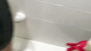 My stepbrother surprises me in the bathroom by making me suck his cock.