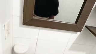 My stepbrother surprises me in the bathroom by making me suck his cock.