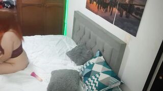 Hot girl in lingerie masturbates her wet pussy