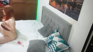 Hot girl in lingerie masturbates her wet pussy