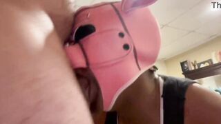 Black Pig in Mask Facefuck Drooling, Throat Juice. Salivating, Degrading