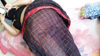 Indian sexy bhabhi watches porn when husband is Not at home then neighbor fucks her in the Big ass