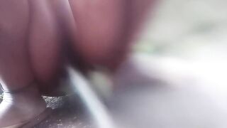 AMATEUR EBONY NEARLY PEE HER SELF OUT DOOR