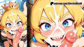 Bowsette from Mario takes a creampie under her tail!