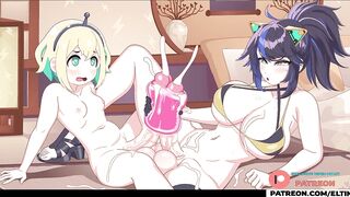 TWO CUTE FUTANARI GIRLS HOT PLAYING WITH MASTURBATION TOY - HOTTEST FUTA ANIMATION 4K