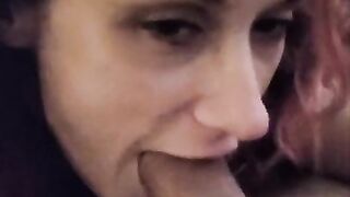 Blowjob queen drains my cock again with her throat