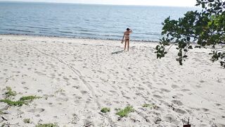 on a public beach jerking off my dick in anticipation of sex