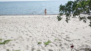 on a public beach jerking off my dick in anticipation of sex