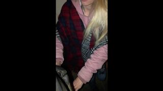 she giving a blowjob to a stranger at the bus stop